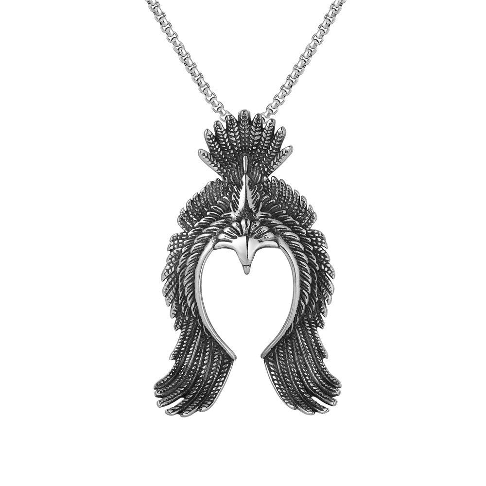 Wholesale Vintage Titanium Snake Gemstone Pendant Necklace